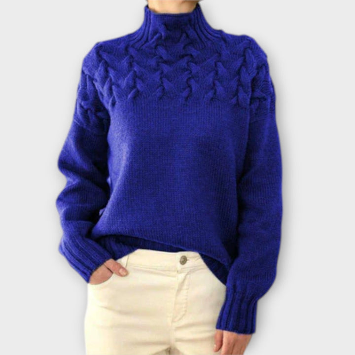 Eva - Damen sweater med strikkedetalje