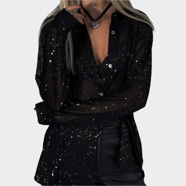 Glitrende bluse til fest