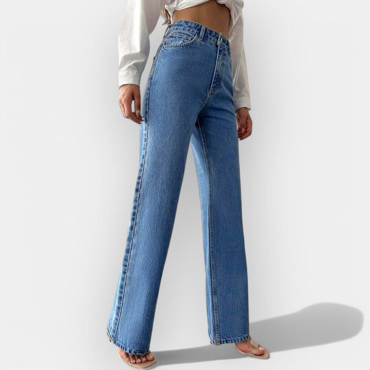 Høj Talje Jeans med Komfortabel Bred Pasform 
