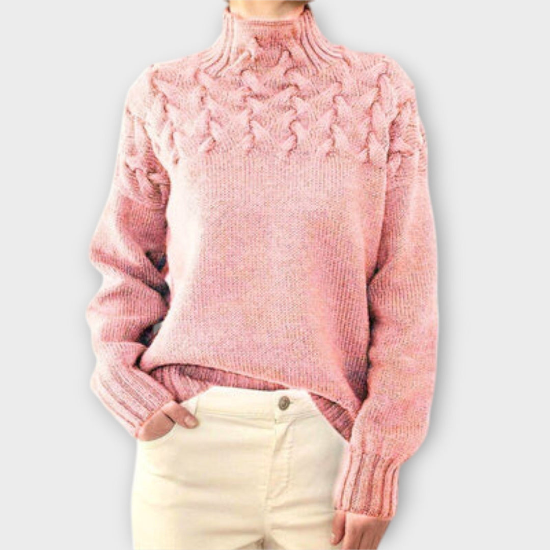 Eva - Damen sweater med strikkedetalje