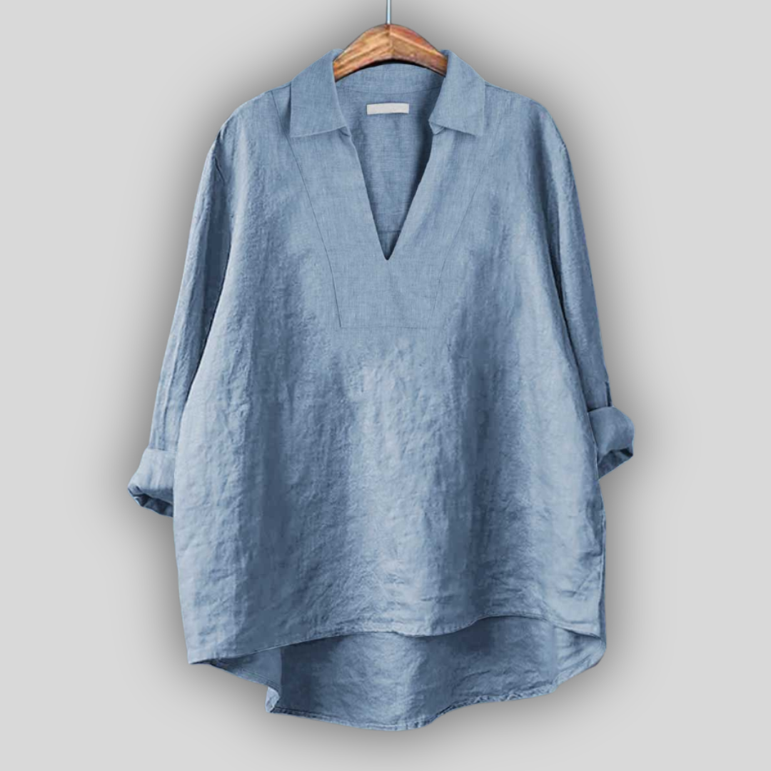 Linned Bluse Sølv Elegance