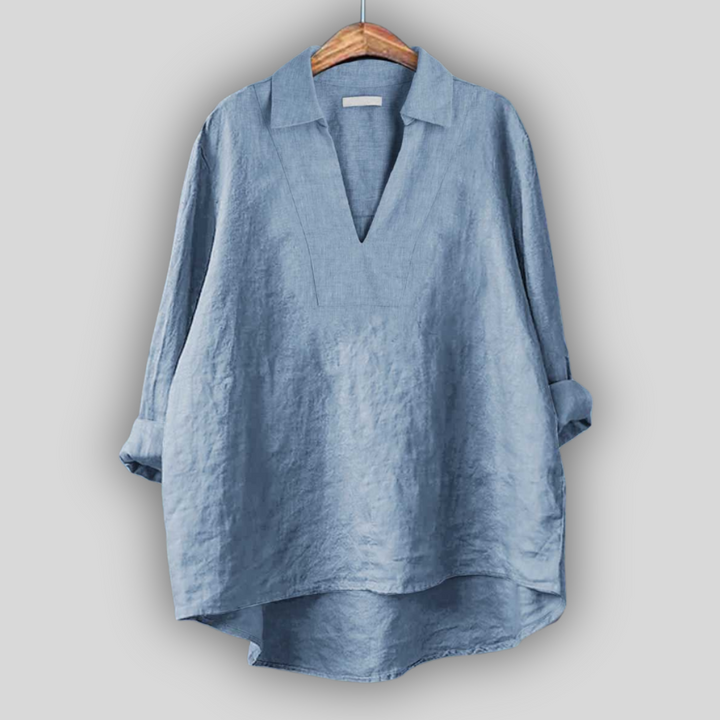Linned Bluse Sølv Elegance