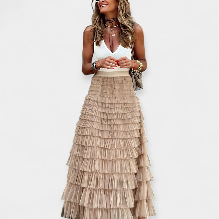 Boho Nederdel med Net Satin Kant