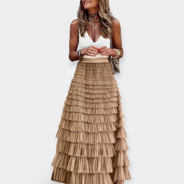 Boho Nederdel med Net Satin Kant
