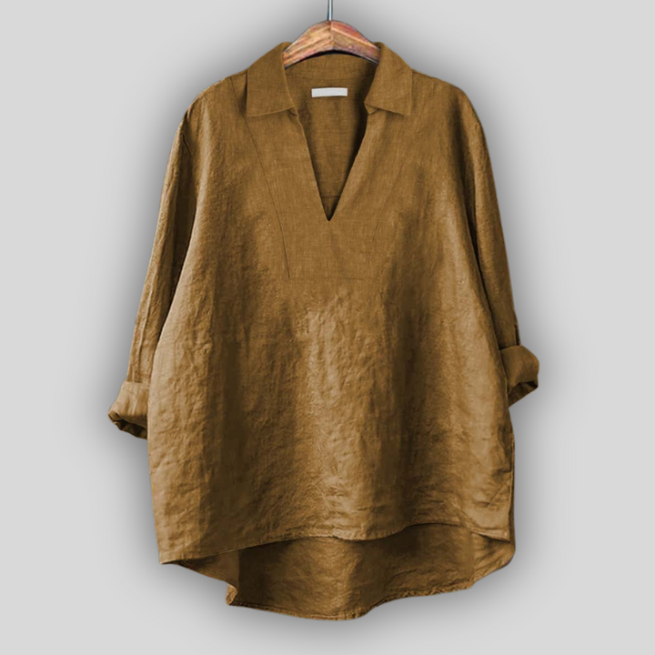 Linned Bluse Sølv Elegance