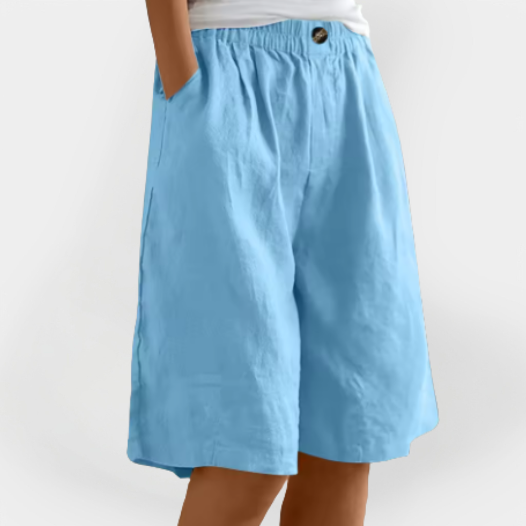 Linned Shorts med Lommer