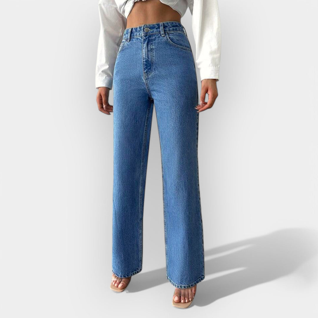 Høj Talje Jeans med Komfortabel Bred Pasform 