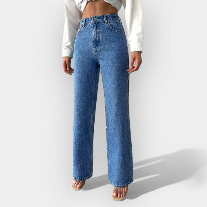 Høj Talje Jeans med Komfortabel Bred Pasform 