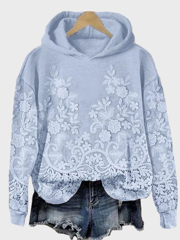 Casual hættetrøje med 3D Blomsterdesign