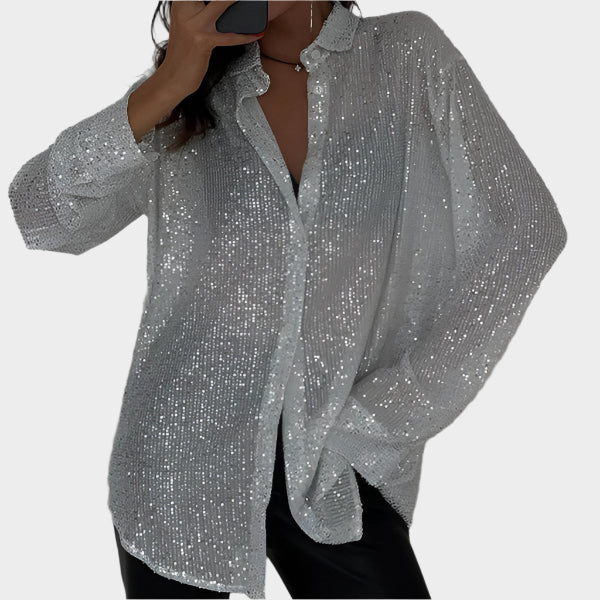 Glitrende bluse til fest