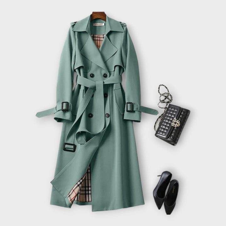 Klassisk Lang Trench Coat med Bælte