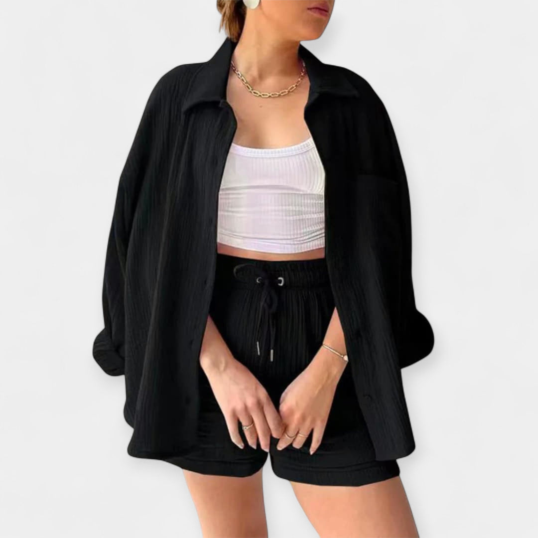 Tofarvet Sommer Sæt Top og Shorts