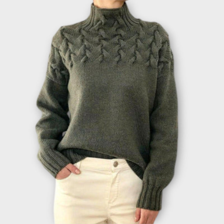 Eva - Damen sweater med strikkedetalje