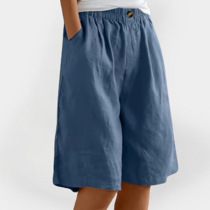 Linned Shorts med Lommer