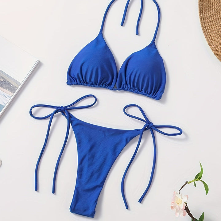 Bikini med Halterneck og V-Skæring