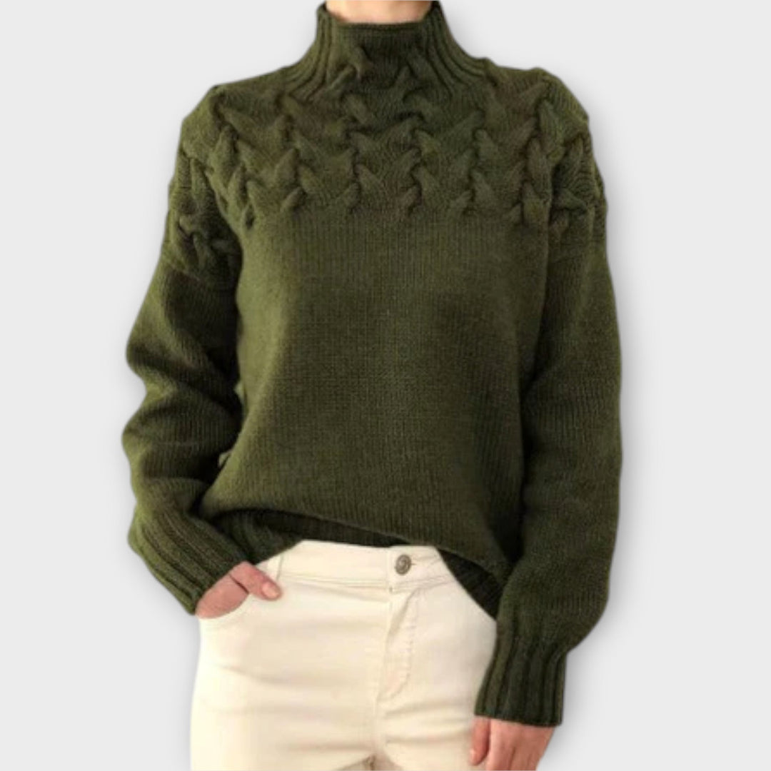 Eva - Damen sweater med strikkedetalje