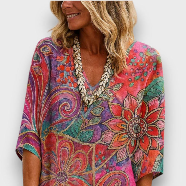 Kaftan med Boheme Design og Løs Silhuet