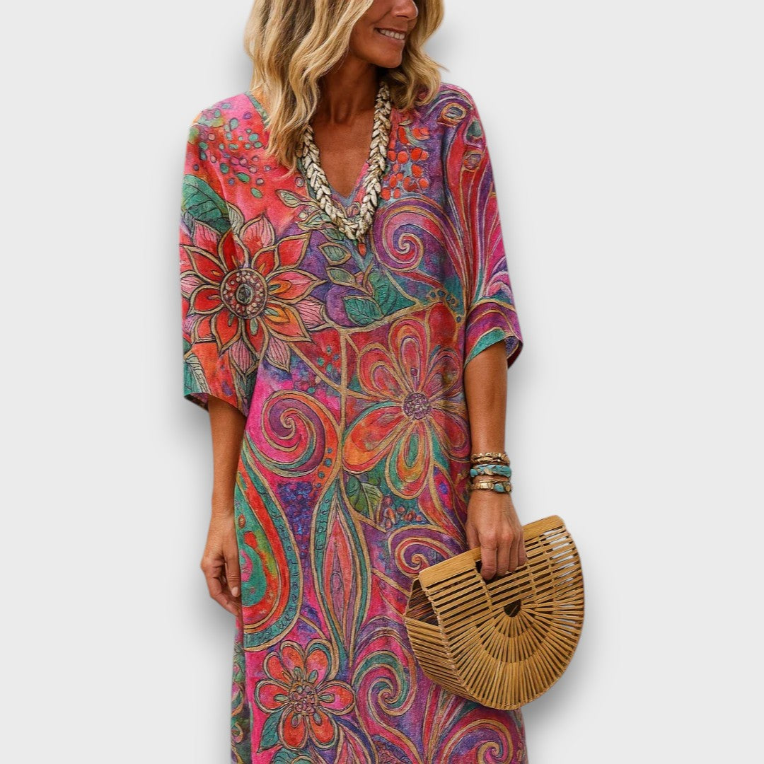 Kaftan med Boheme Design og Løs Silhuet