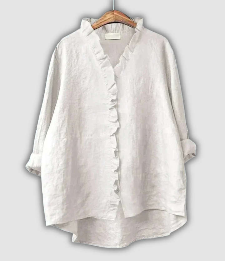 Linned Bluse Brun Ro