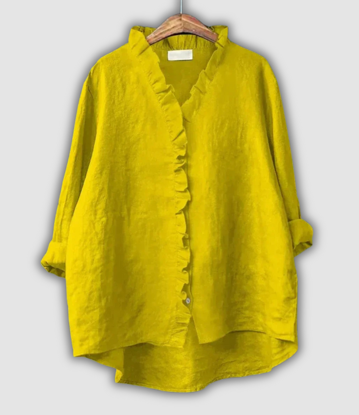 Linned Bluse Brun Ro