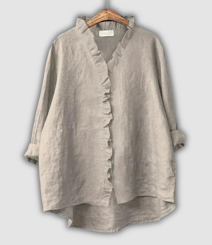 Linned Bluse Brun Ro