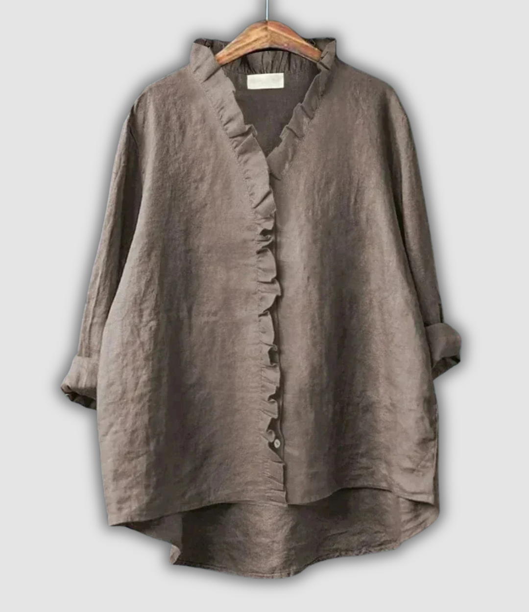 Linned Bluse Brun Ro