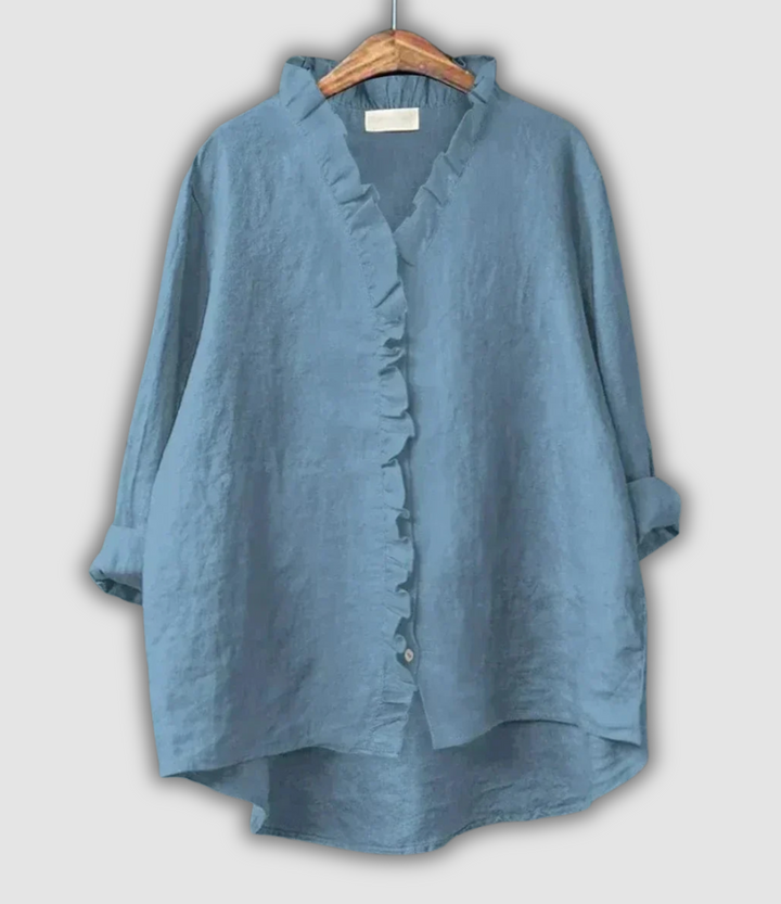 Linned Bluse Brun Ro