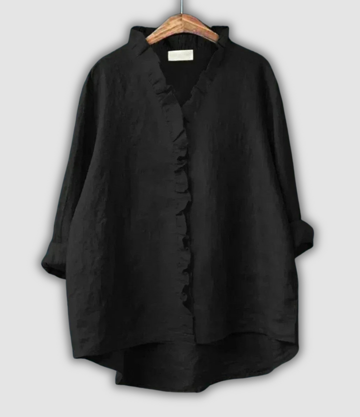 Linned Bluse Brun Ro
