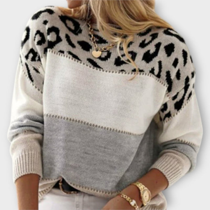 Cheyenne - Komfortabel sweater med leopardmønster