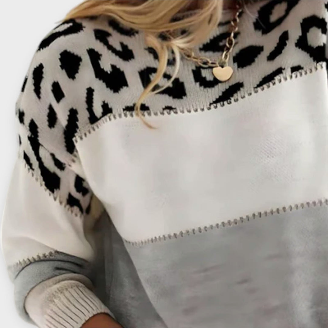 Cheyenne - Komfortabel sweater med leopardmønster