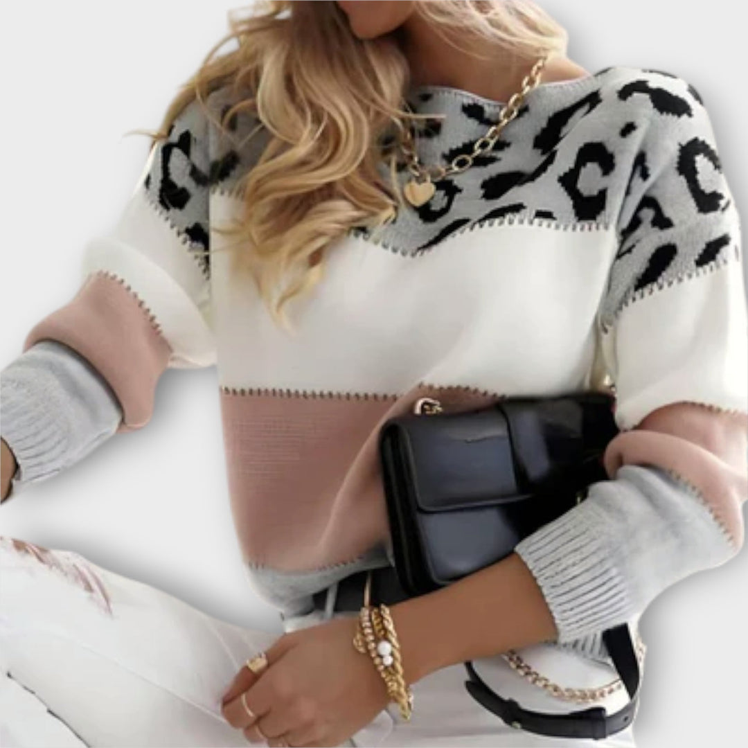 Cheyenne - Komfortabel sweater med leopardmønster