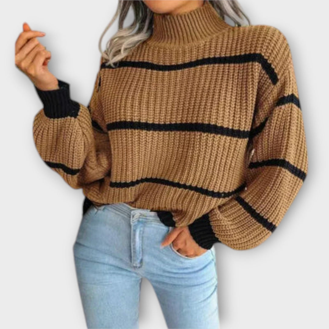 Chavala - Pullover med Rullekrave og Striber