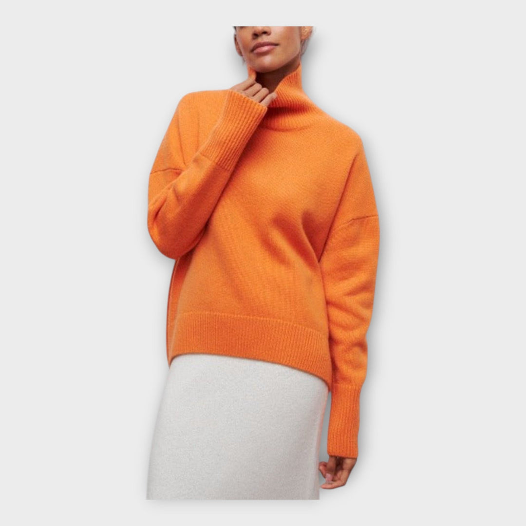 Strikket Sweater med Høj Krave