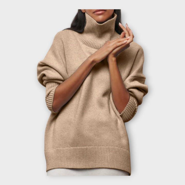 Strikket Sweater med Høj Krave