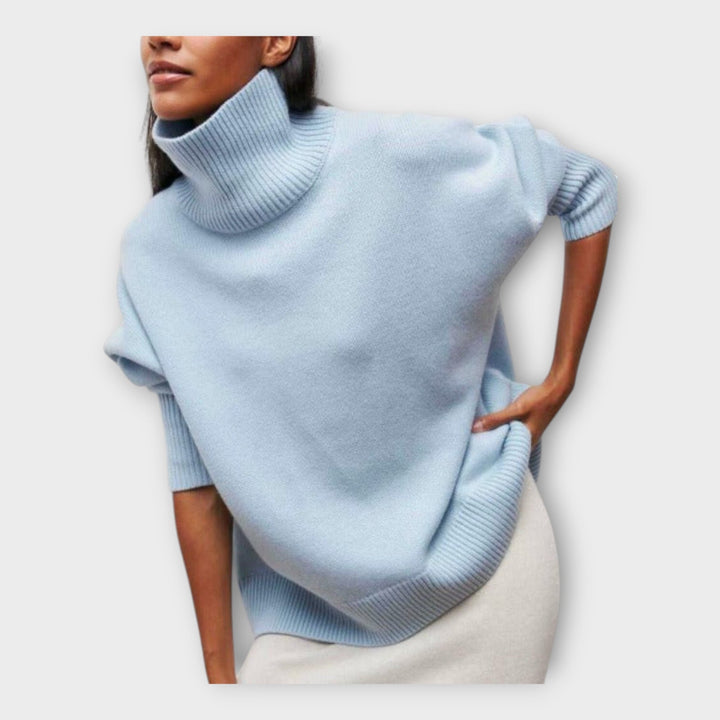 Strikket Sweater med Høj Krave