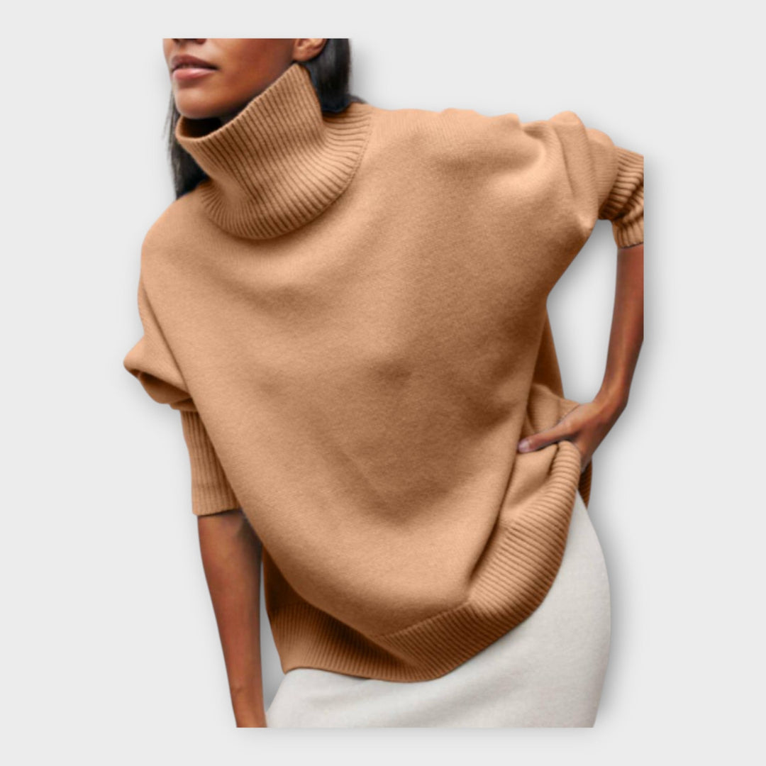 Strikket Sweater med Høj Krave