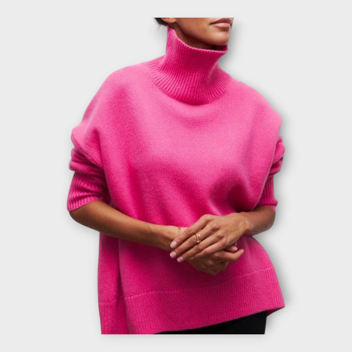 Strikket Sweater med Høj Krave