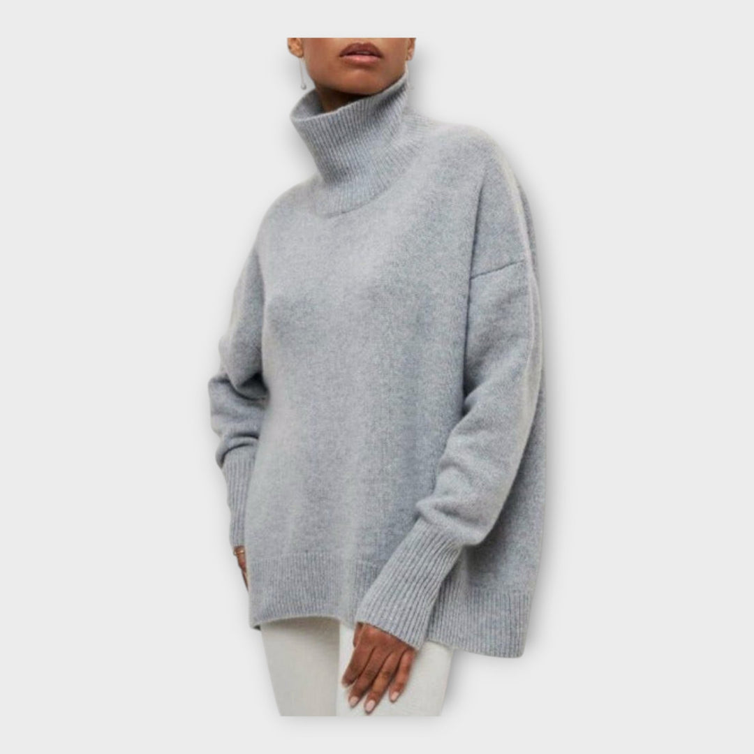 Strikket Sweater med Høj Krave
