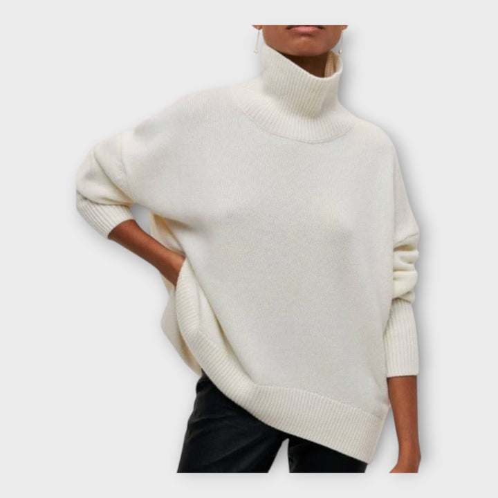 Strikket Sweater med Høj Krave