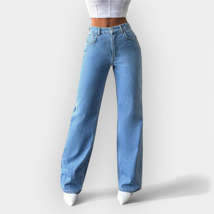 Høj Talje Jeans med Komfortabel Bred Pasform 