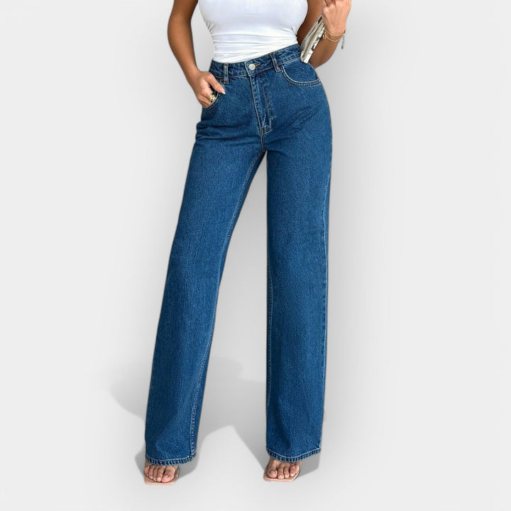 Høj Talje Jeans med Komfortabel Bred Pasform 