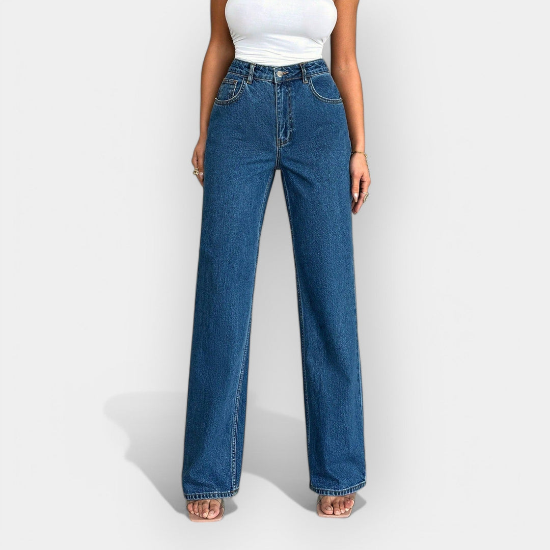 Høj Talje Jeans med Komfortabel Bred Pasform 