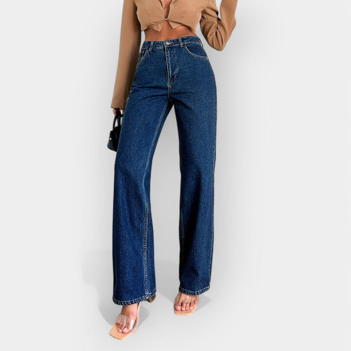 Høj Talje Jeans med Komfortabel Bred Pasform 