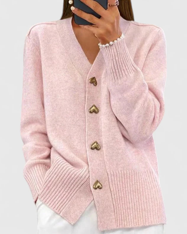 Elegant Strikket Cardigan med Knapper