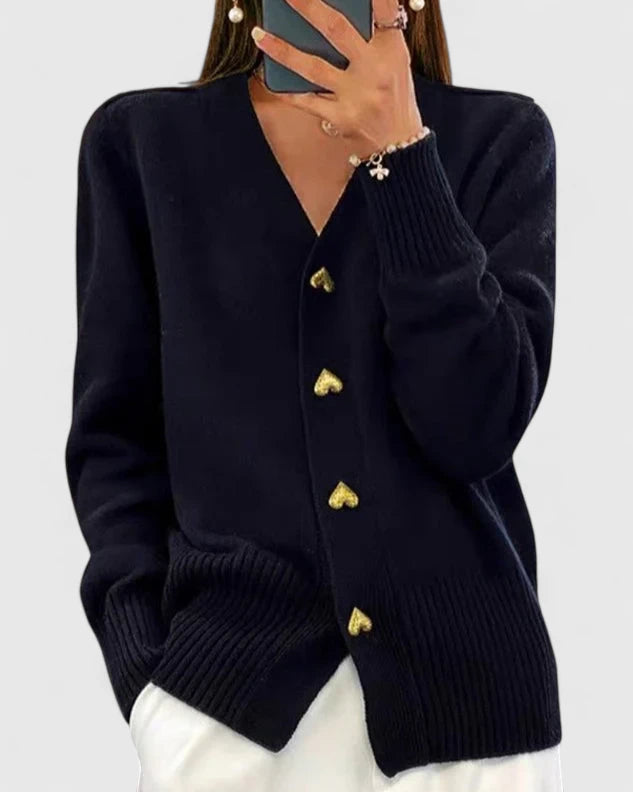 Elegant Strikket Cardigan med Knapper