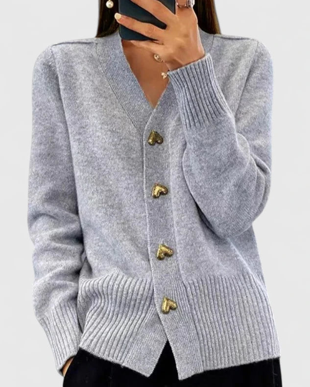 Elegant Strikket Cardigan med Knapper