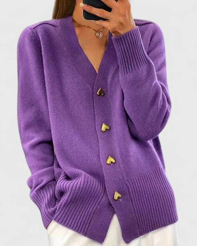 Elegant Strikket Cardigan med Knapper