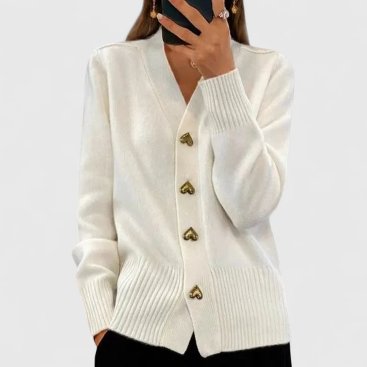 Elegant Strikket Cardigan med Knapper