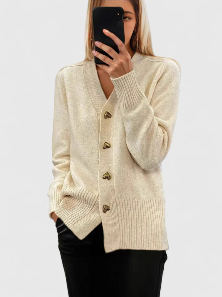 Elegant Strikket Cardigan med Knapper