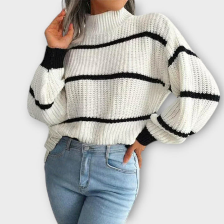 Chavala - Pullover med Rullekrave og Striber
